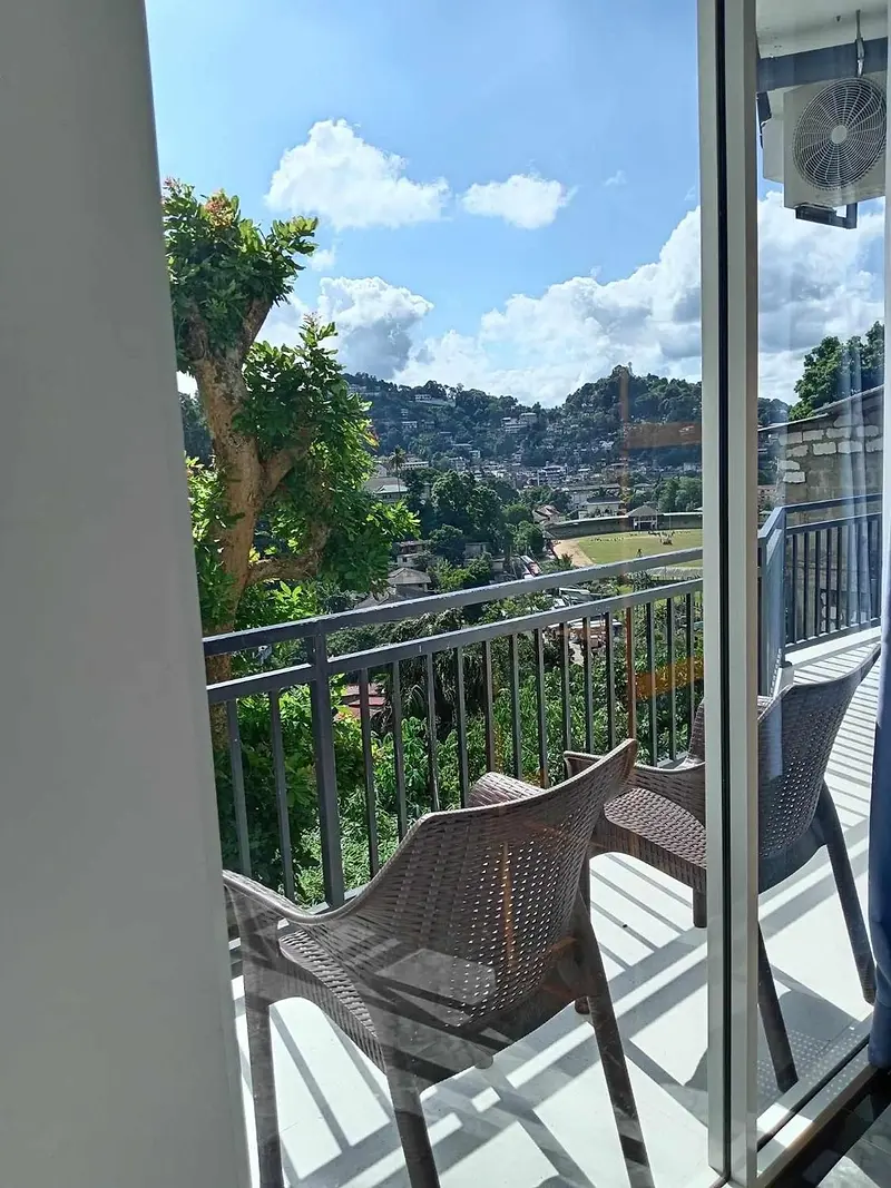 Balcony chair with a view of the hills