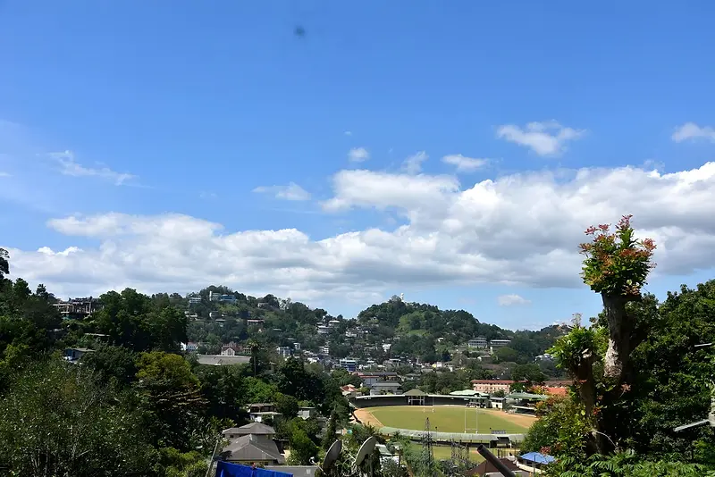 Wide view across the valley under a blue sky